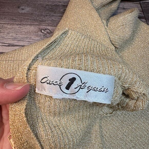 Once Again Gold Knit Sweater  Beaded Sequin Embellished Collar – Vintage Glam Lo - Picture 4 of 7